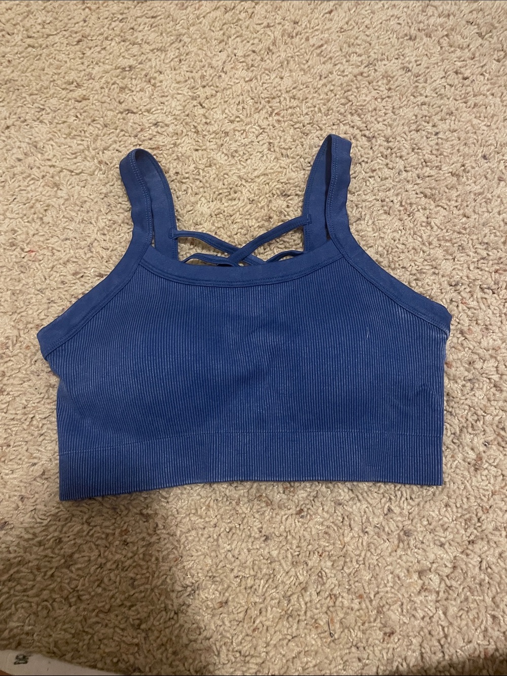 Yogalicious Navy Ribbed Crisscross Back Bra Tank